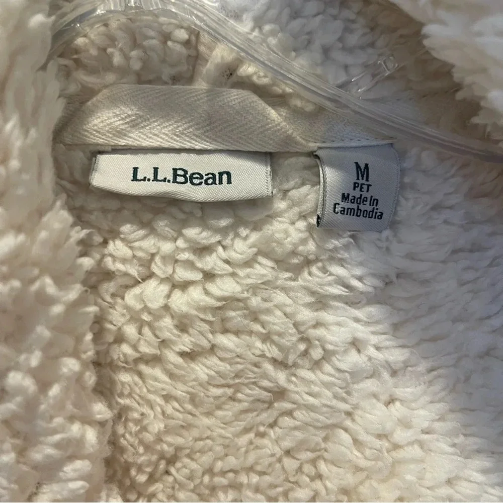 LL Bean Jacket Womens MP Red Plaid Sherpa Lined Open Pocket Collared Heavyweight